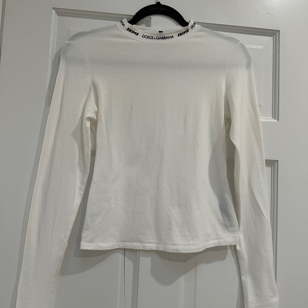 Skims Dolce Gabbana white top long sleeve worn once